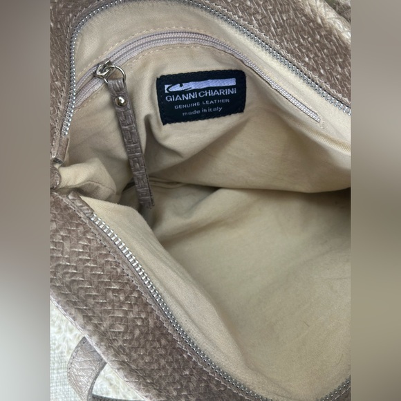 Gianni Chiarini Woven Chevron Leather Tote Bag with Zipper - Made in Italy - Picture 6 of 9